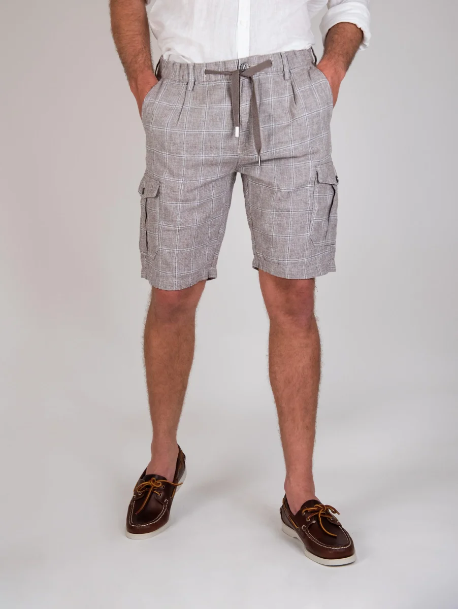 BERMUDA A QUADRETTI IN LINO