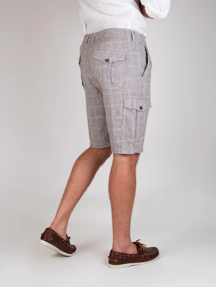 BERMUDA A QUADRETTI IN LINO - immagine 3