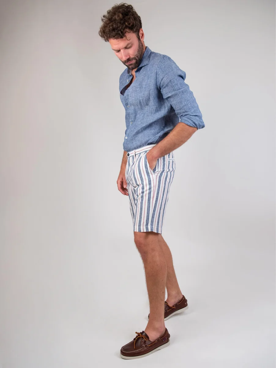 BERMUDA A RIGHE BIANCO BLU E ROSSO - immagine 3