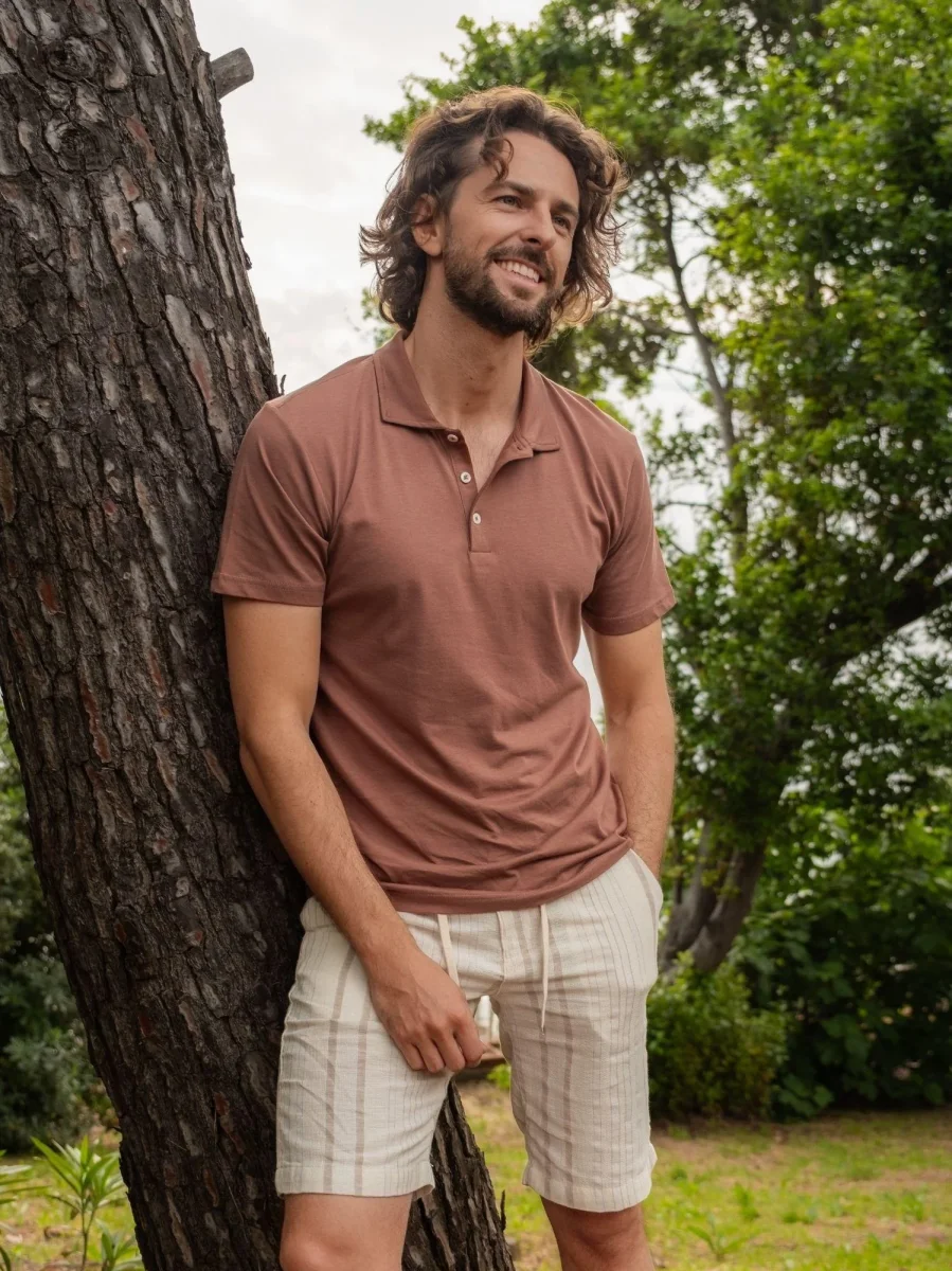 BERMUDA A RIGHE PANNA E BEIGE CON COULISSE - immagine 7