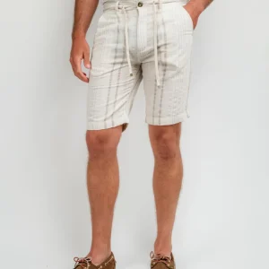 BERMUDA A RIGHE PANNA E BEIGE CON COULISSE