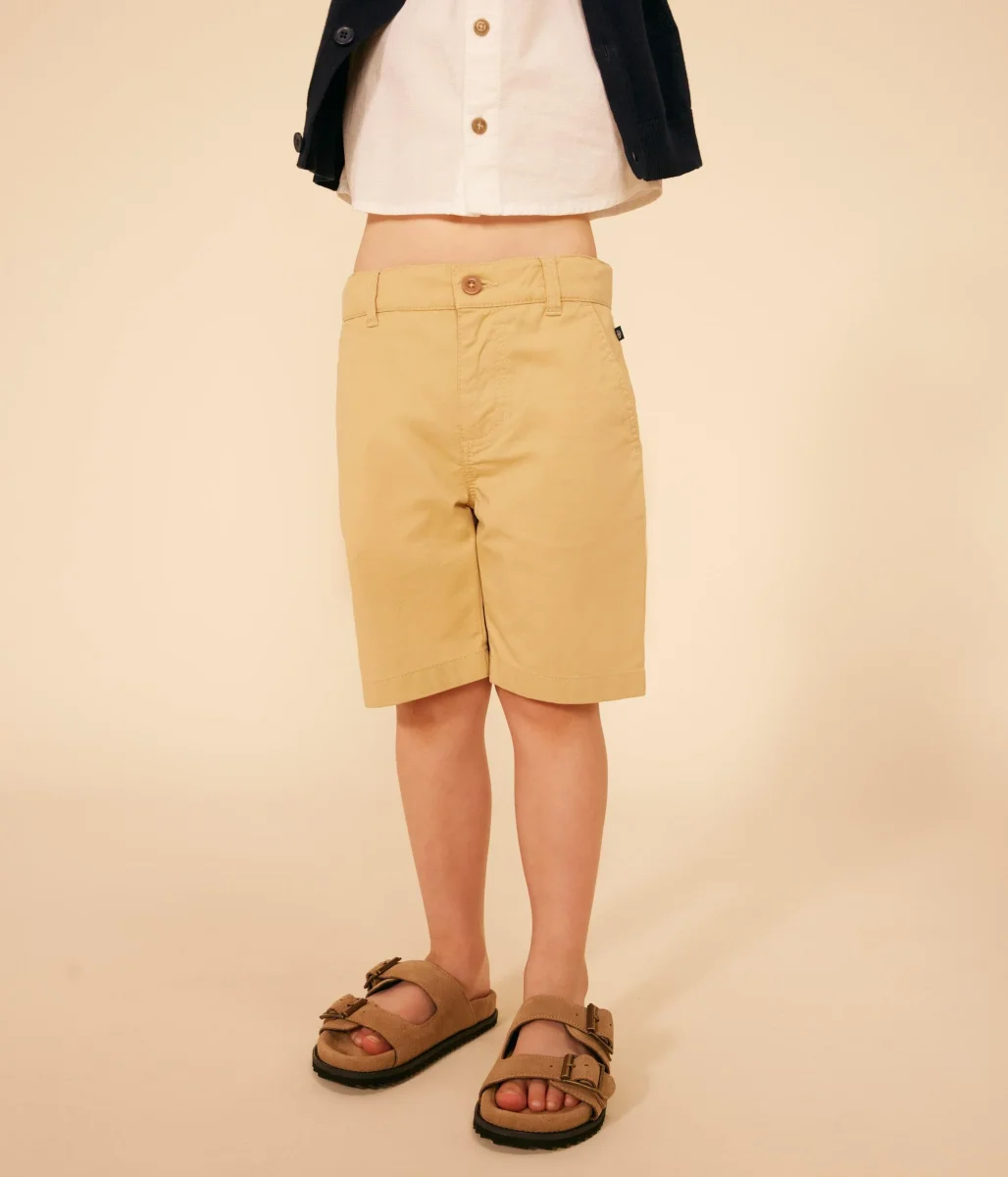 BERMUDA BAMBINO IN TELA BEIGE DI COTONE - immagine 5