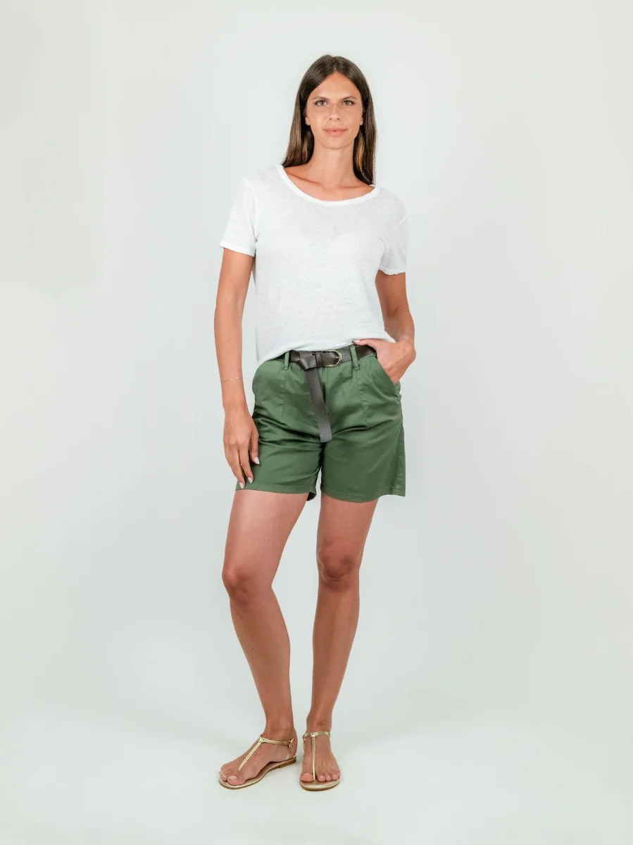 BERMUDA IN COTONE VERDE MILITARE