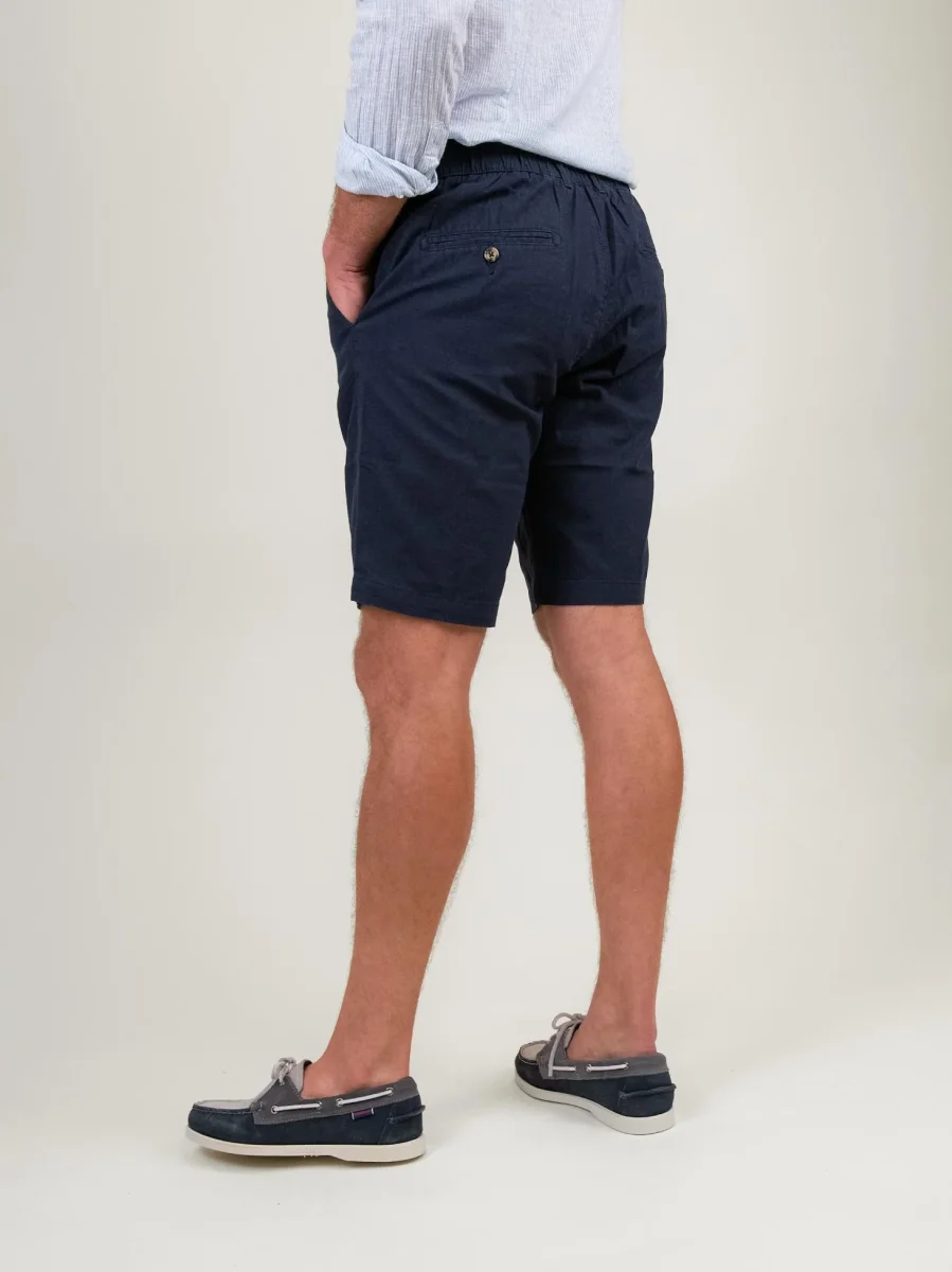 BERMUDA IN LINO E COTONE BLU - immagine 3