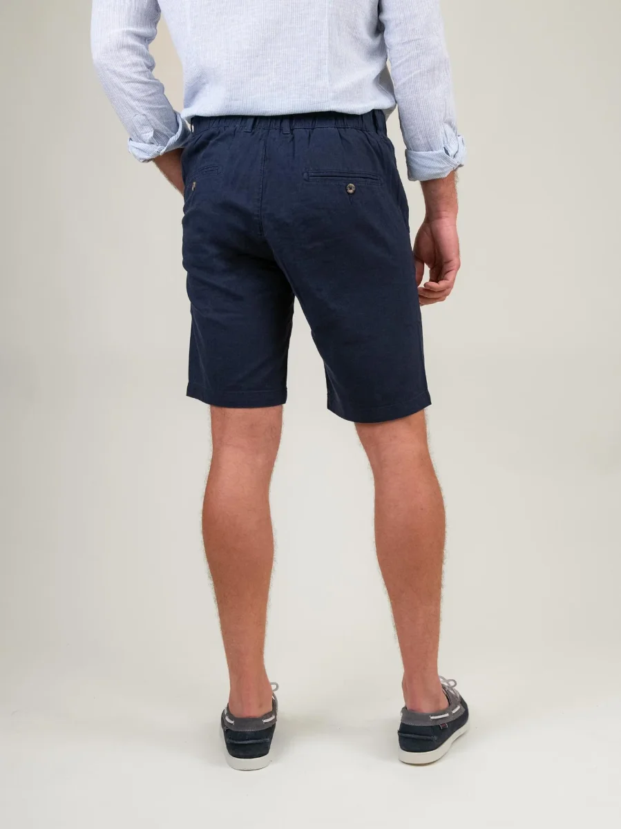 BERMUDA IN LINO E COTONE BLU - immagine 4