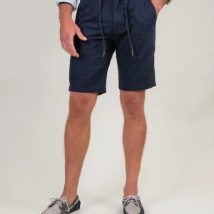 BERMUDA IN LINO E COTONE BLU