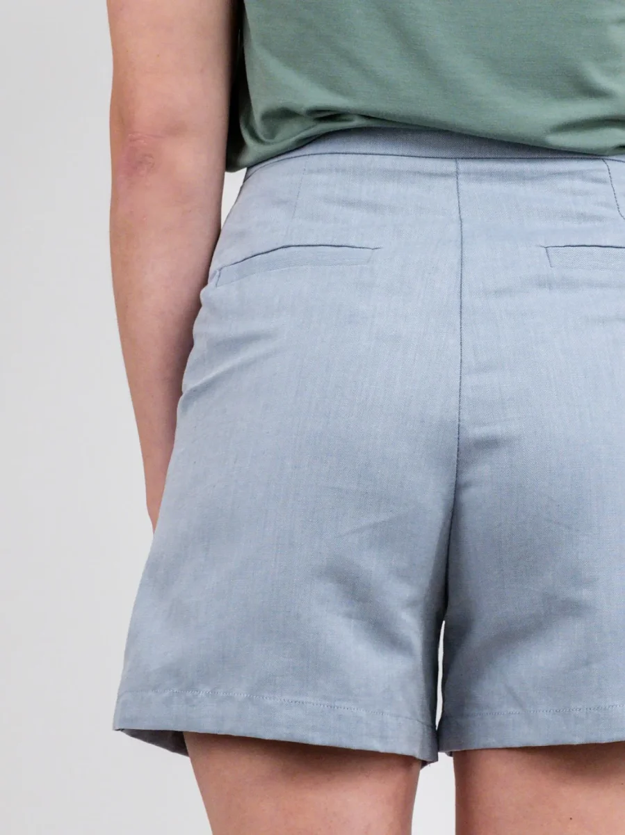 BERMUDA IN MISTO LINO AZZURRO - immagine 6