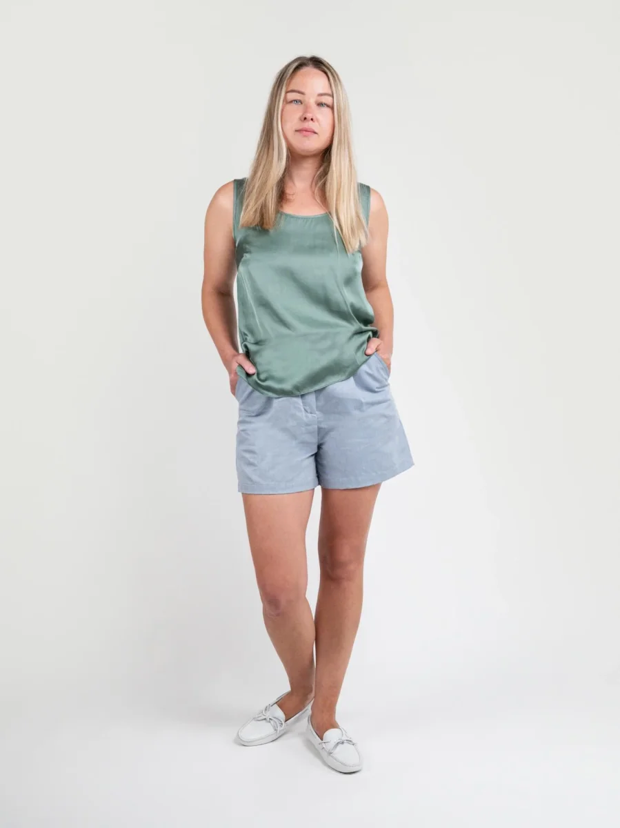 BERMUDA IN MISTO LINO AZZURRO