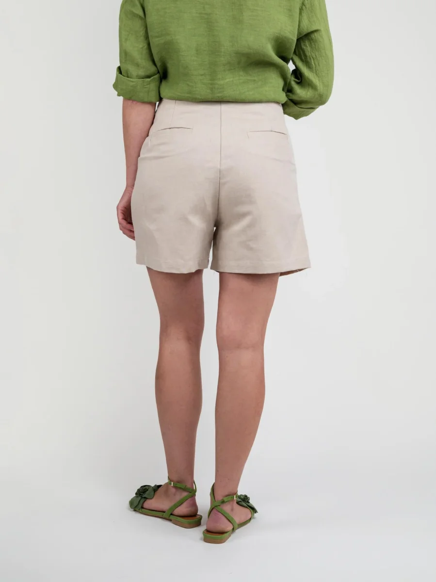 BERMUDA IN MISTO LINO BEIGE - immagine 5