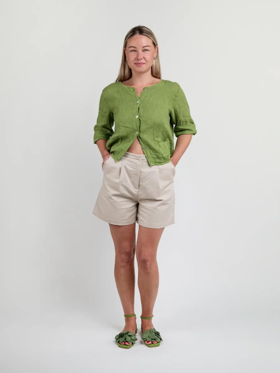 BERMUDA IN MISTO LINO BEIGE