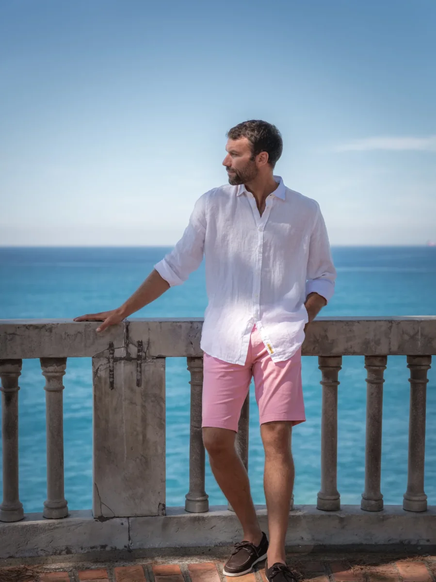 BERMUDA ROSA CON TASCHE A FILO - immagine 7