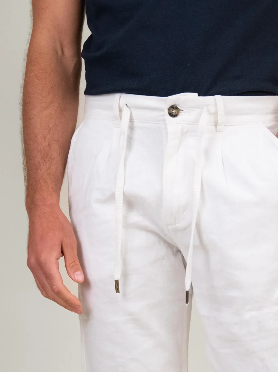 BERMUDA in lino e COTONE BIANCO - immagine 5