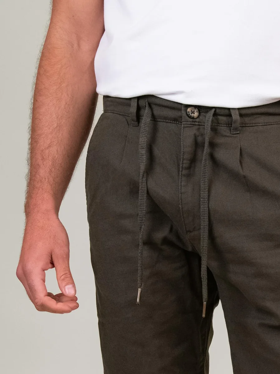 BERMUDA in lino e COTONE VERDONE - immagine 5