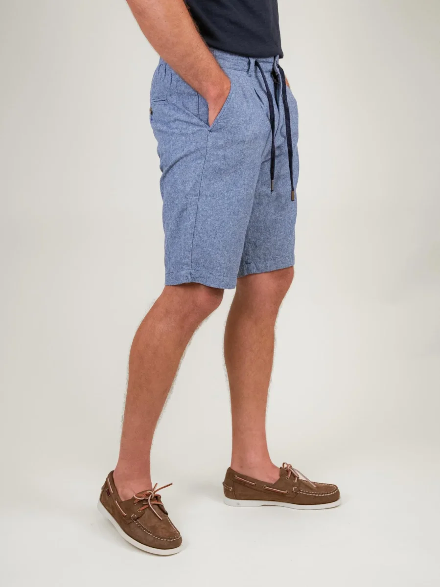 BERMUDA in lino e cotone BLU denim - immagine 3