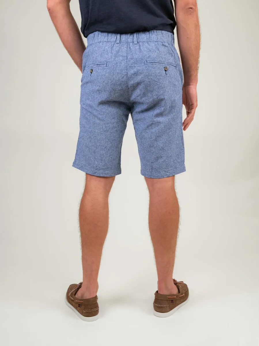 BERMUDA in lino e cotone BLU denim - immagine 4