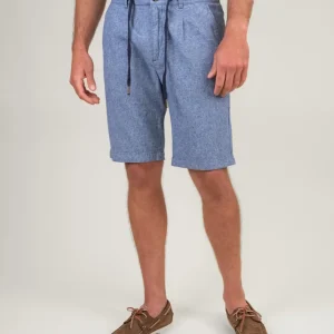 BERMUDA in lino e cotone BLU denim