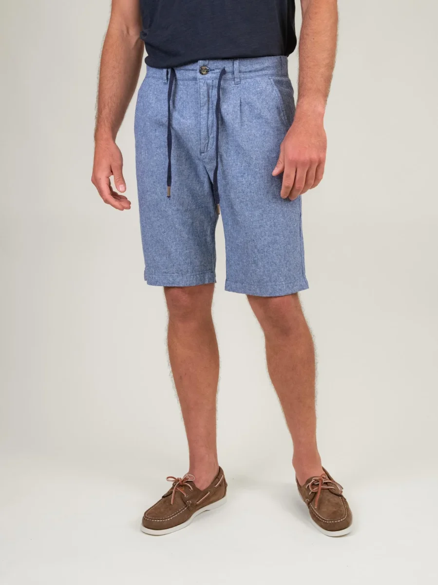 BERMUDA in lino e cotone BLU denim