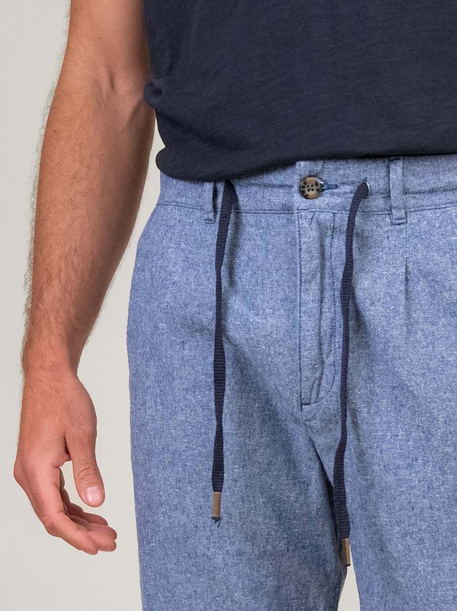 BERMUDA in lino e cotone BLU denim - immagine 5