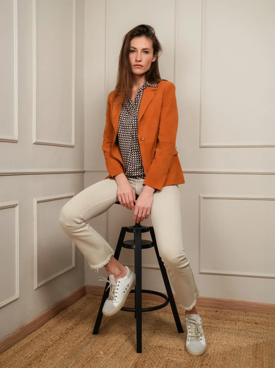BLAZER BEATRIZ IN CAMOSCIO ARANCIONE - immagine 7