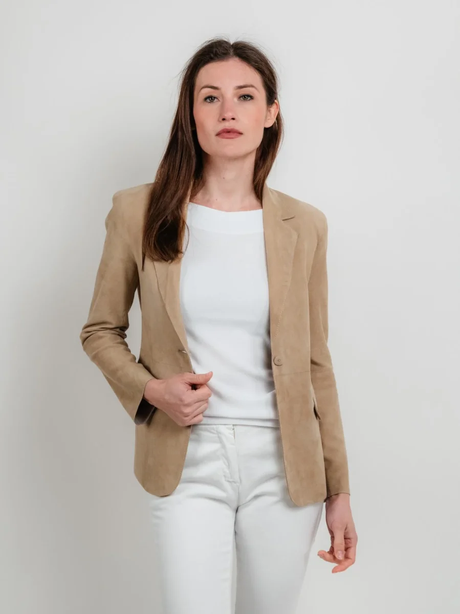 BLAZER BEATRIZ IN CAMOSCIO BEIGE - immagine 6