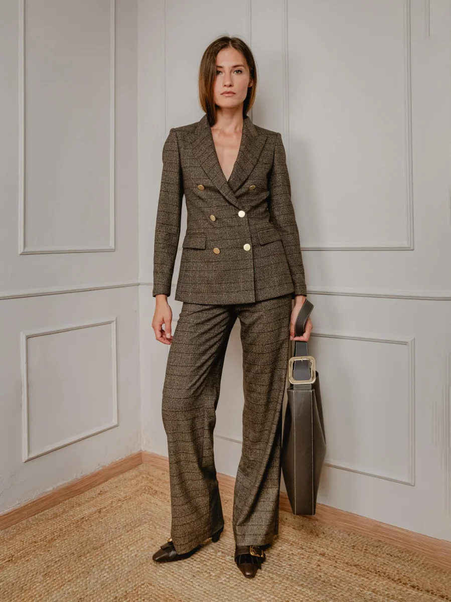 BLAZER DOPPIOPETTO FANTASIA CHECK TESTA MORO - immagine 3