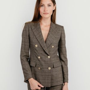 BLAZER DOPPIOPETTO FANTASIA CHECK TESTA MORO