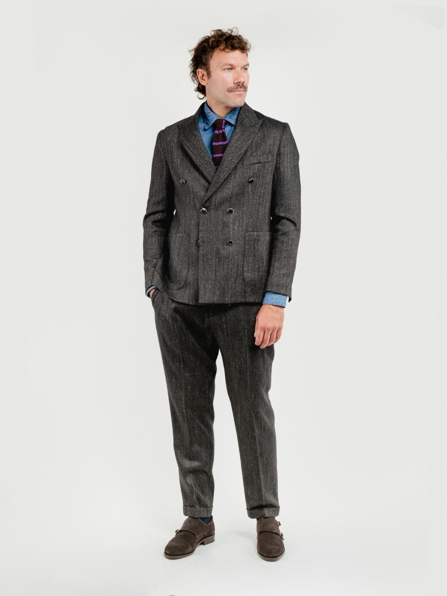 BLAZER DOPPIOPETTO FRESCO LANA SPIGATO OMBRA - immagine 3