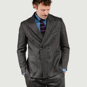BLAZER DOPPIOPETTO FRESCO LANA SPIGATO OMBRA
