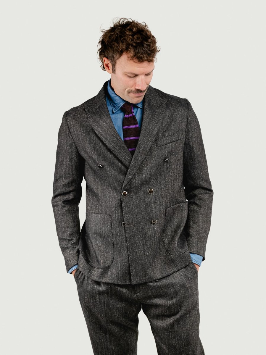 BLAZER DOPPIOPETTO FRESCO LANA SPIGATO OMBRA