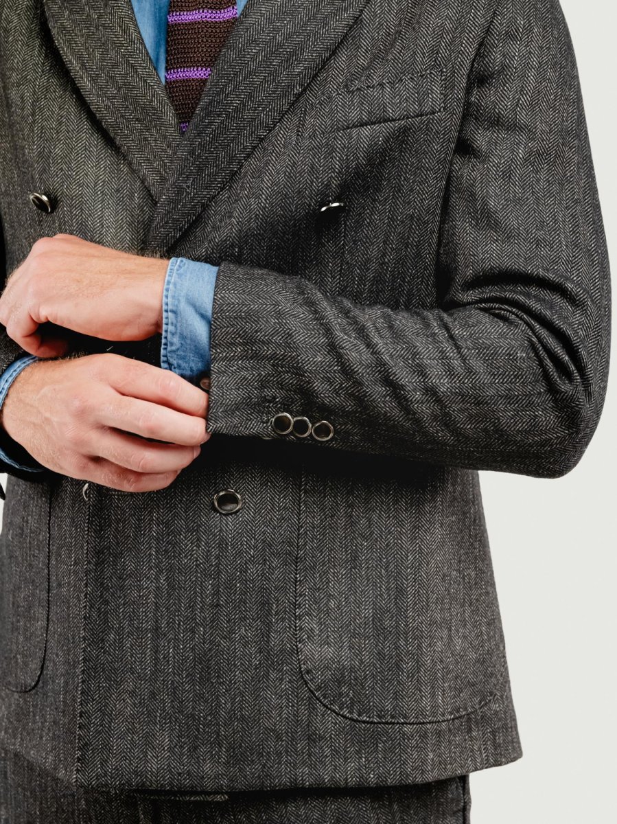 BLAZER DOPPIOPETTO FRESCO LANA SPIGATO OMBRA - immagine 6