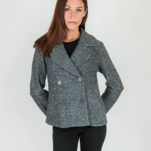 BLAZER DOPPIOPETTO IN LANA COTTA GRIGIA