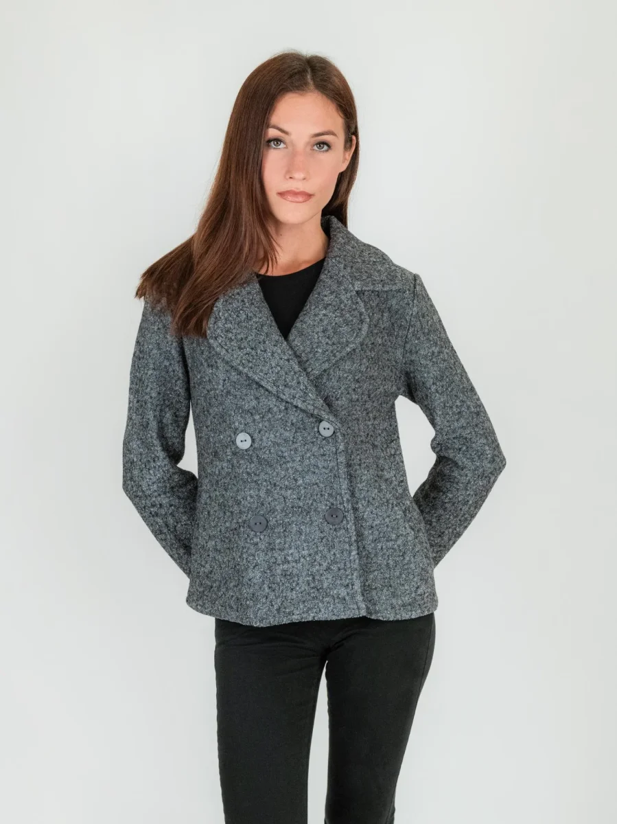 BLAZER DOPPIOPETTO IN LANA COTTA GRIGIA