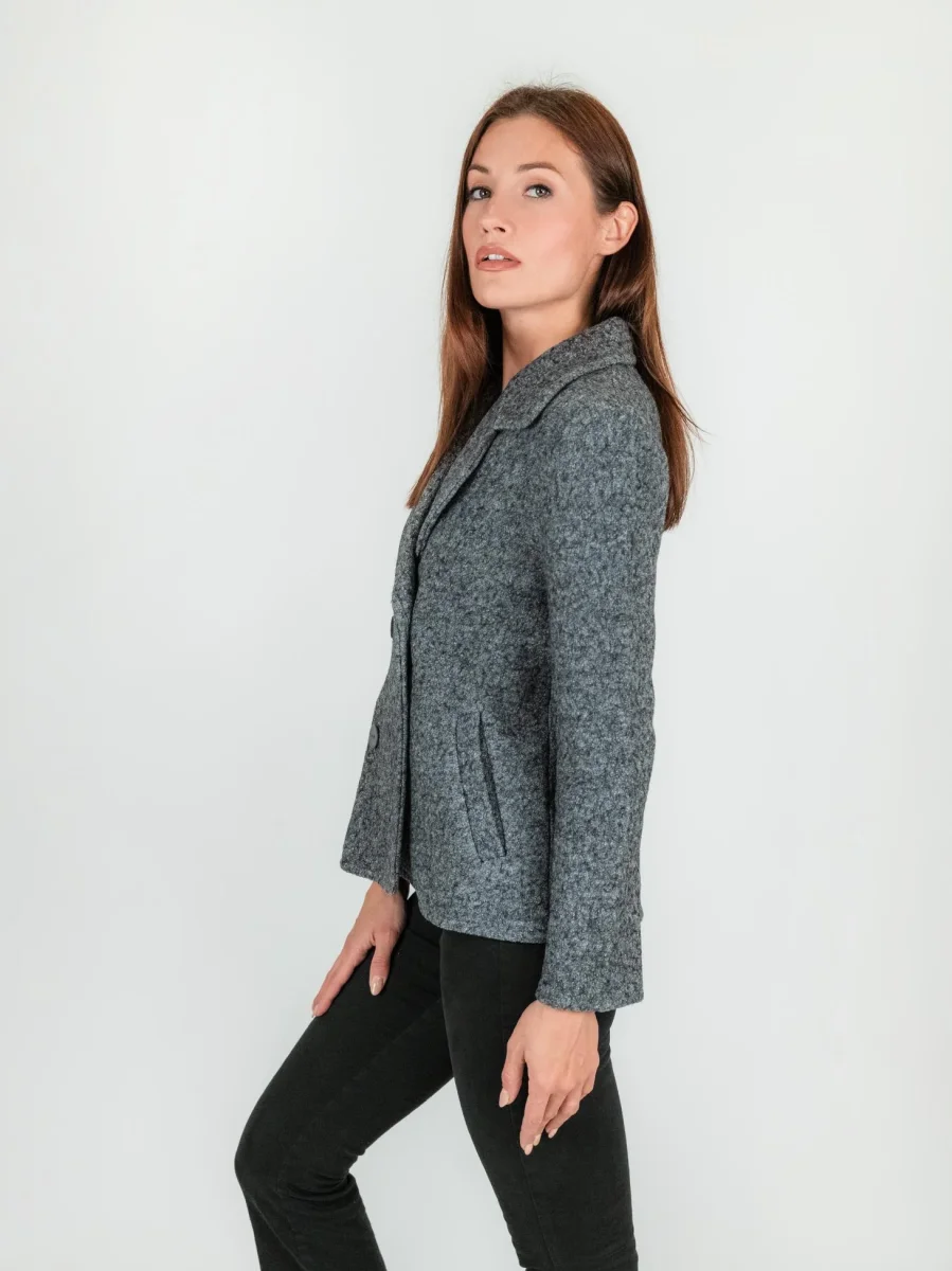 BLAZER DOPPIOPETTO IN LANA COTTA GRIGIA - immagine 3