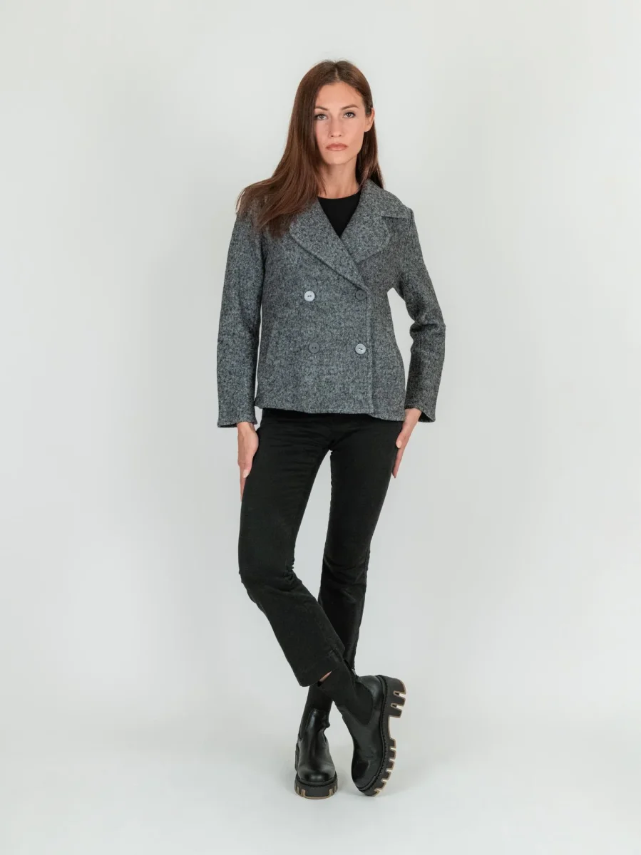 BLAZER DOPPIOPETTO IN LANA COTTA GRIGIA - immagine 6