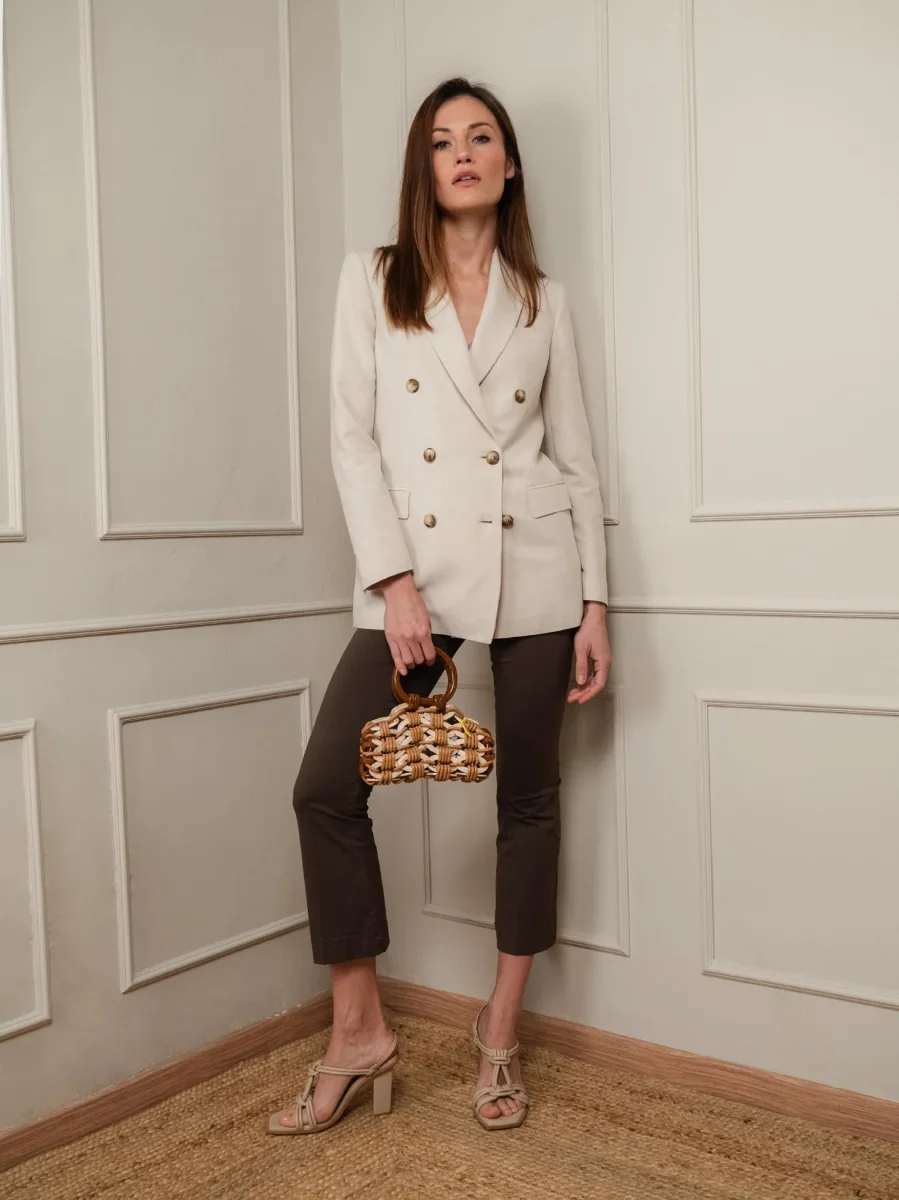 BLAZER DOPPIOPETTO IN LINO BEIGE - immagine 7