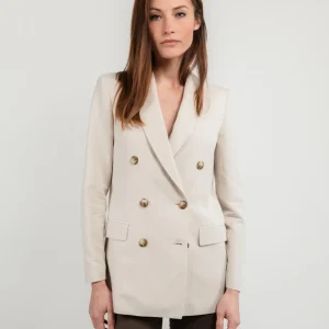 BLAZER DOPPIOPETTO IN LINO BEIGE
