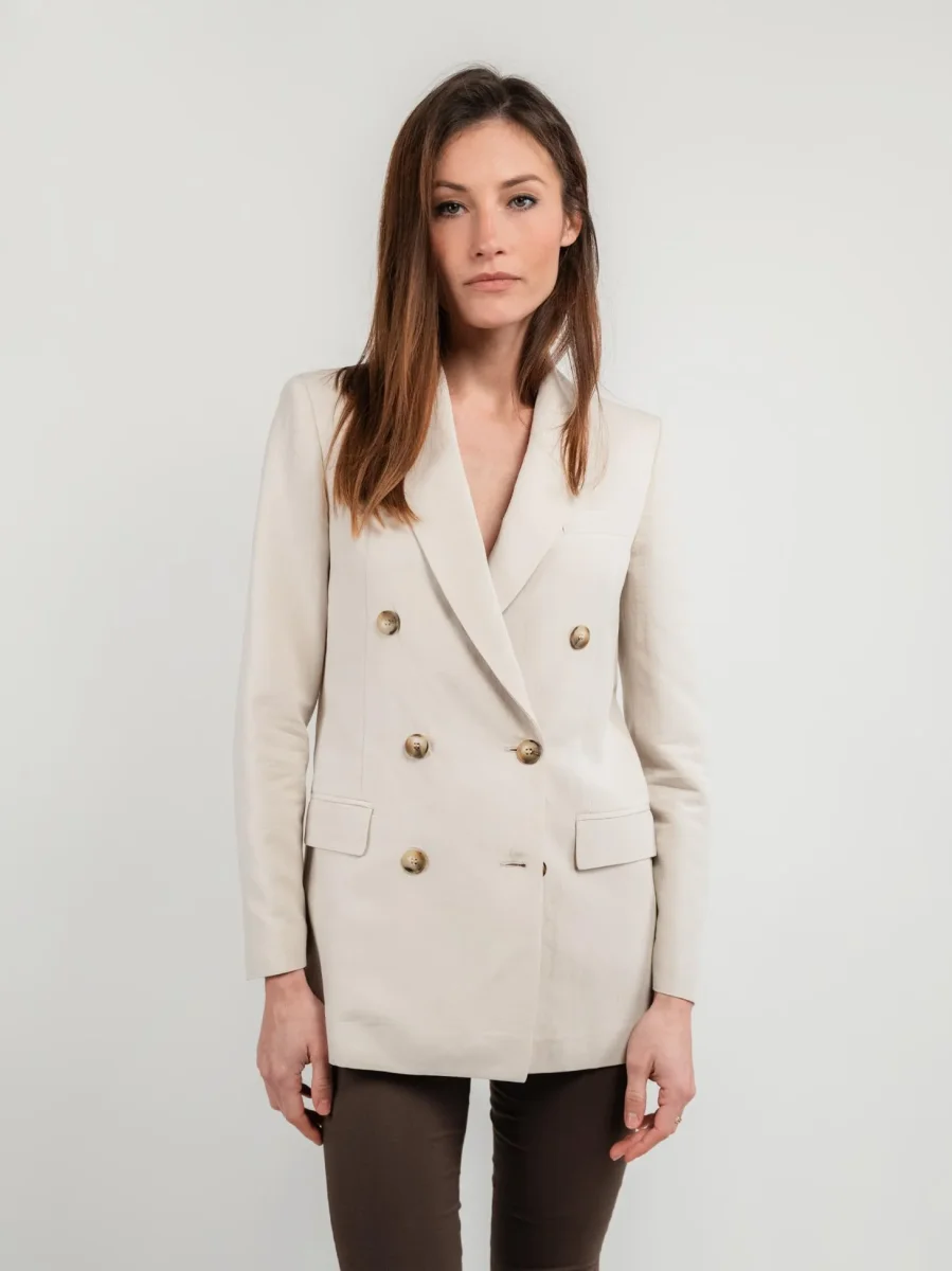 BLAZER DOPPIOPETTO IN LINO BEIGE