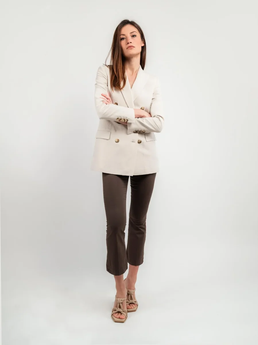 BLAZER DOPPIOPETTO IN LINO BEIGE - immagine 6