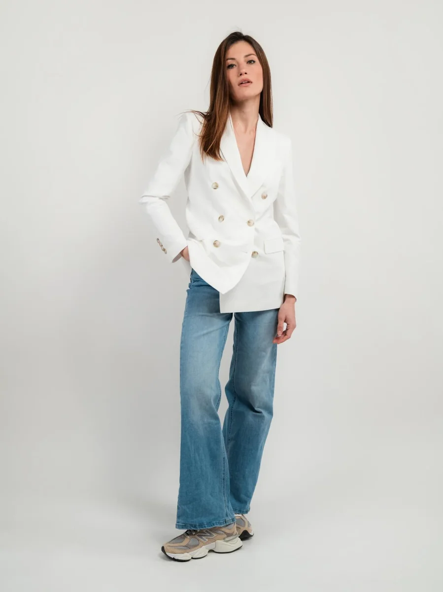 BLAZER DOPPIOPETTO IN LINO BIANCO - immagine 6