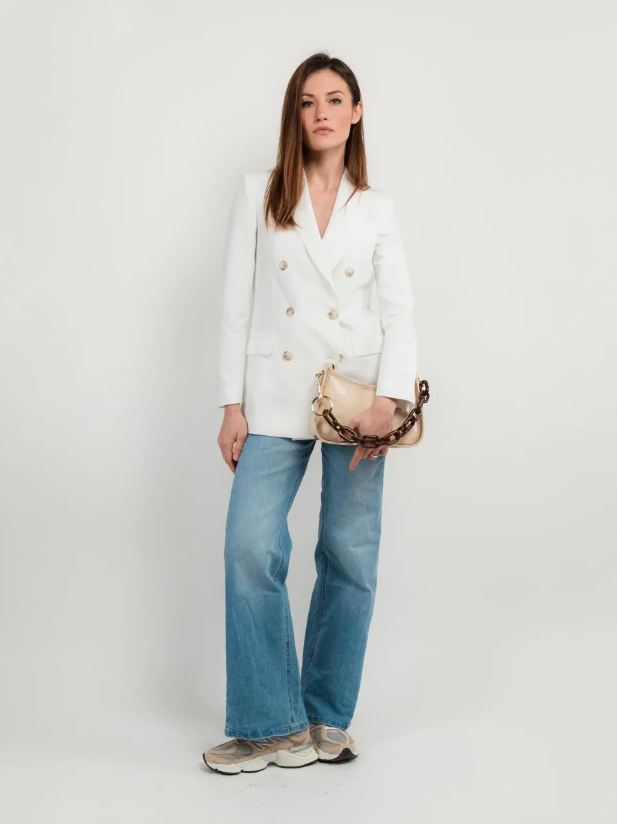 BLAZER DOPPIOPETTO IN LINO BIANCO - immagine 7