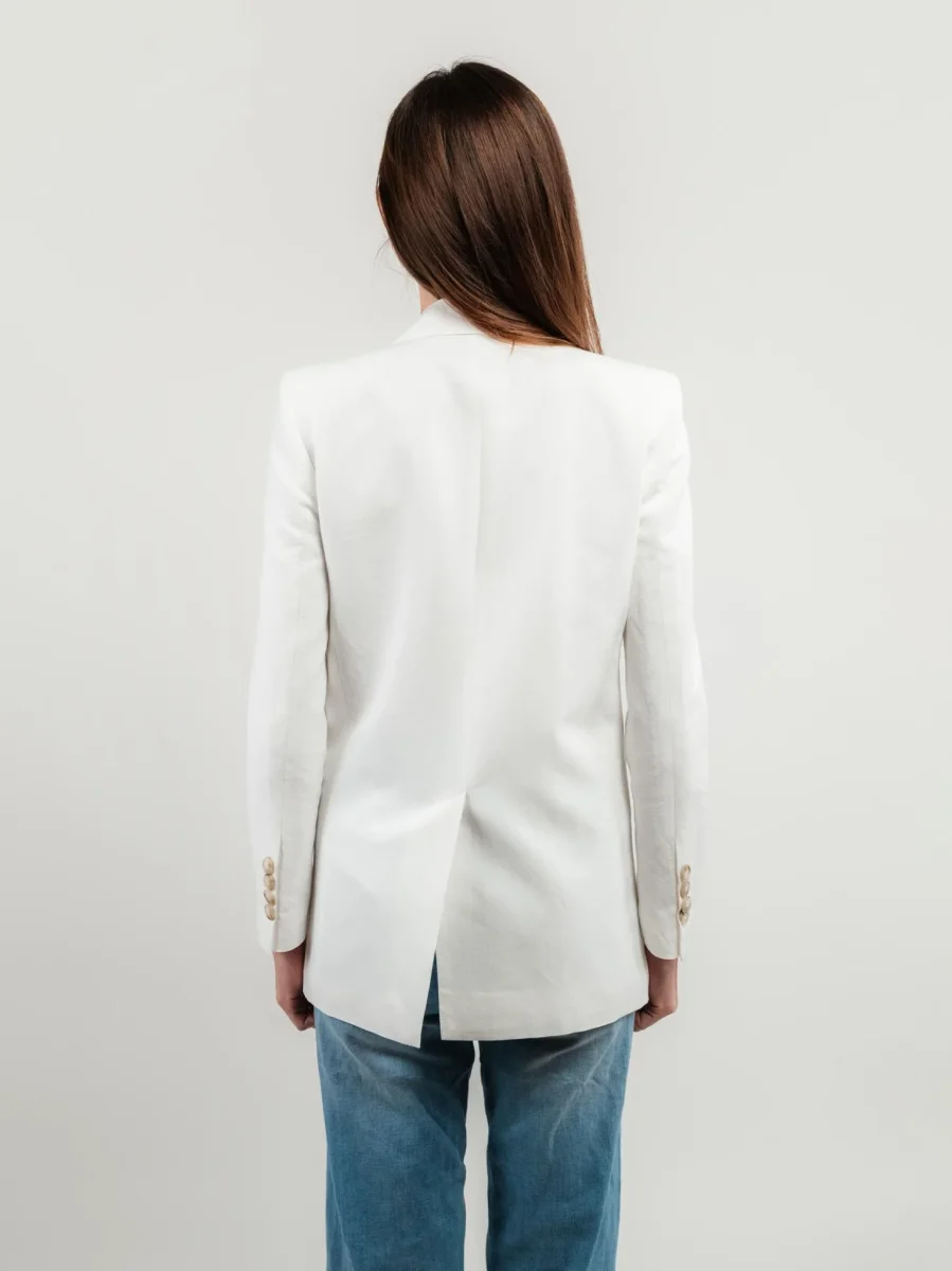 BLAZER DOPPIOPETTO IN LINO BIANCO - immagine 4