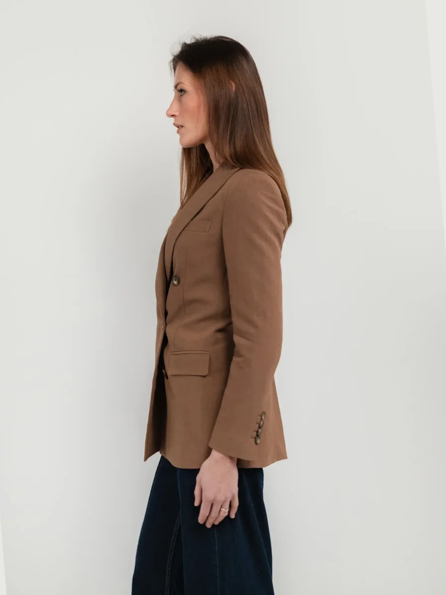 BLAZER DOPPIOPETTO IN LINO COLOR TABACCO - immagine 3