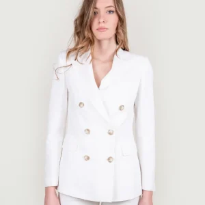 BLAZER DOPPIOPETTO IN MISTO LINO PANNA