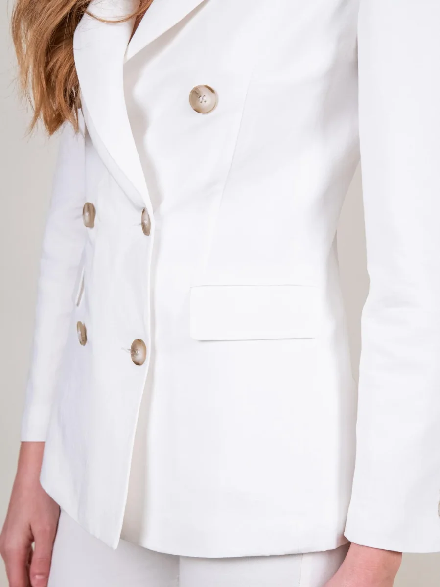 BLAZER DOPPIOPETTO IN MISTO LINO PANNA - immagine 8