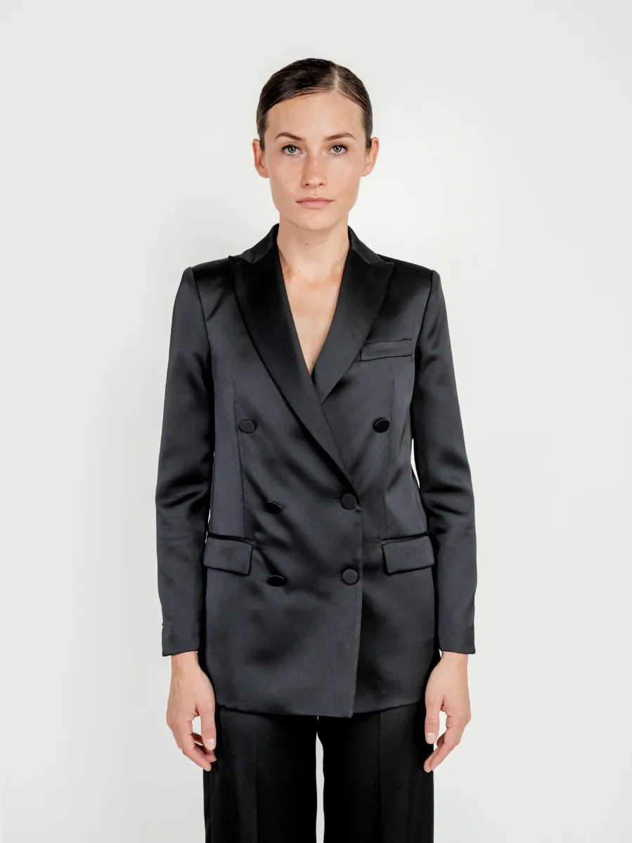 BLAZER DOPPIOPETTO IN RASO NERO