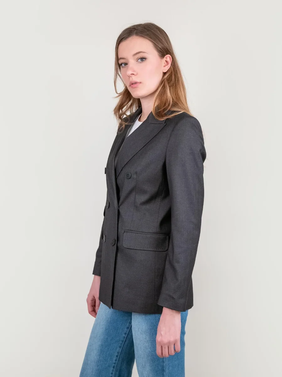 BLAZER DOPPIOPETTO IN TESSUTO ELASTICIZZATO ANTRACITE - immagine 3