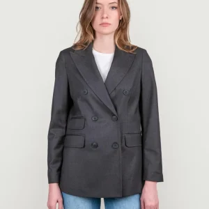 BLAZER DOPPIOPETTO IN TESSUTO ELASTICIZZATO ANTRACITE