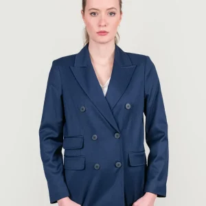 BLAZER DOPPIOPETTO IN TESSUTO ELASTICIZZATO BLU