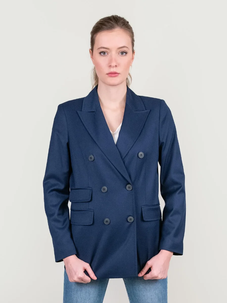 BLAZER DOPPIOPETTO IN TESSUTO ELASTICIZZATO BLU
