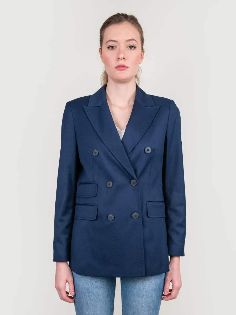 BLAZER DOPPIOPETTO IN TESSUTO ELASTICIZZATO BLU - immagine 3